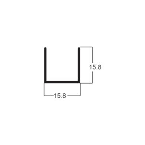 PERFIL U 5/8 15X15MM # 1,00MM - PRETO